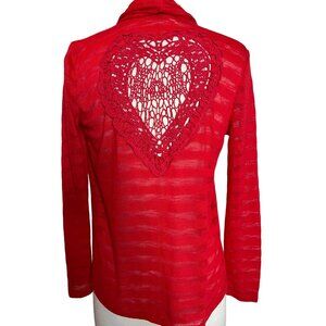 No boundaries red cardigan Tie front Heart lightweight Romantic Y2K